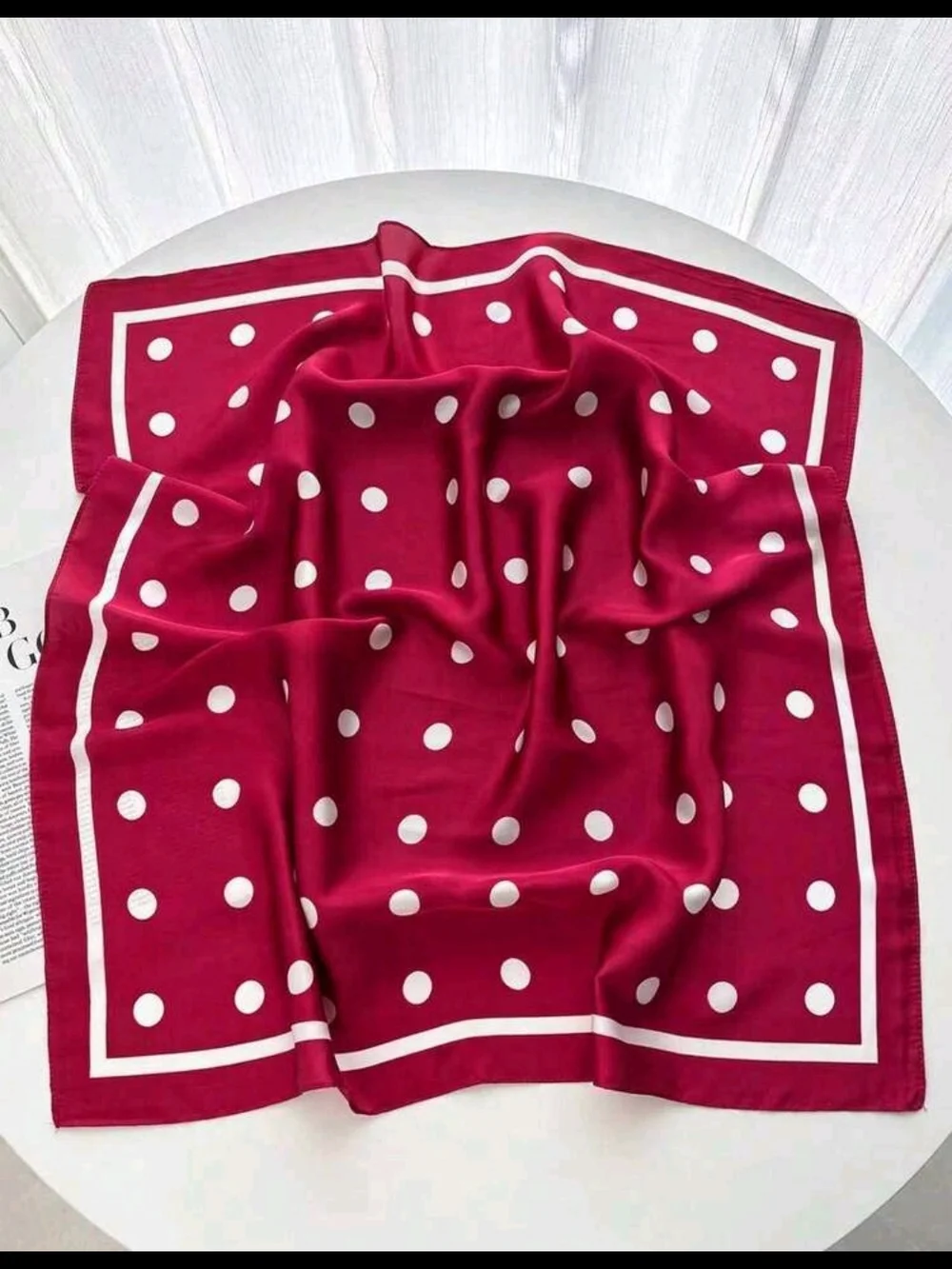 Polka Dot Red Square Scarf with White Dots 26.8
